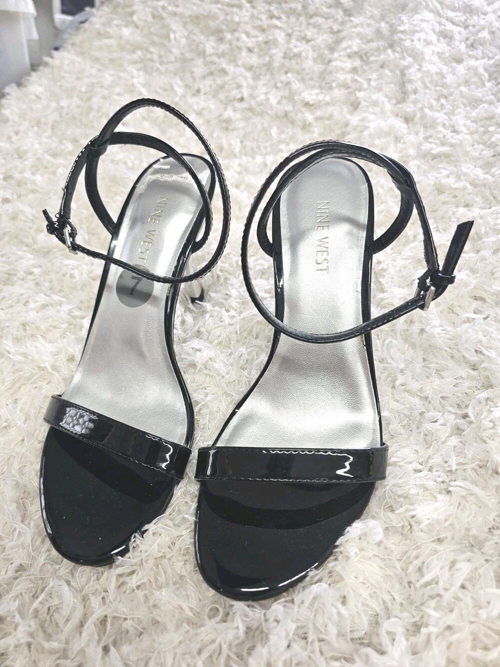 Nine West Rewind Womens Strappy Ankle Strap Metallic Stiletto Heel Sandals 7M